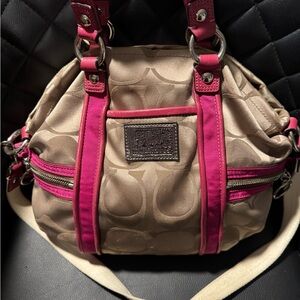Coach Tan and Pink Shoulder Bag